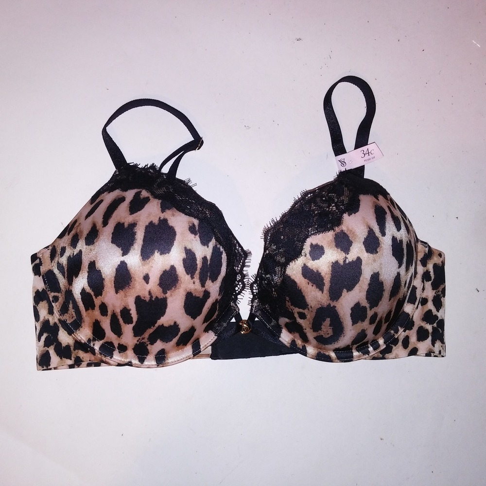 Victoria Secret Bra 34C Bombshell Push Up Very Sexy Leopard Adds 2 Cup Sizes New